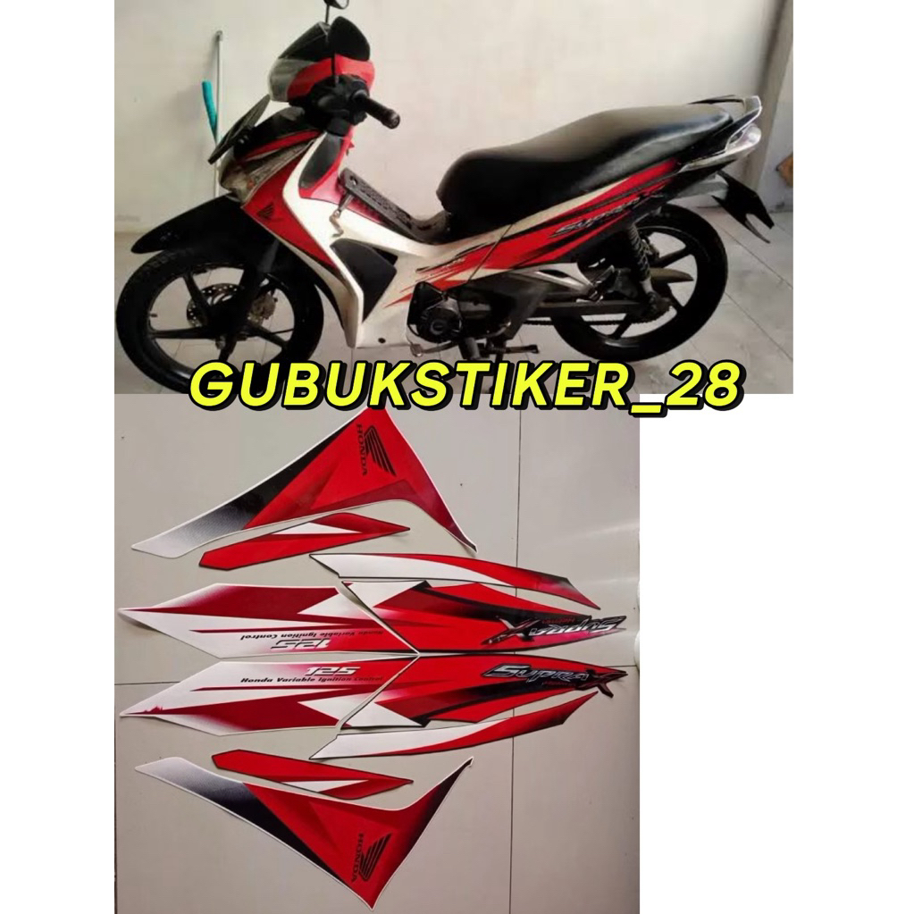 STRIPING STIKER LIS BODY MOTOR HONDA SUPRA X 125 HELM IN TAHUN 2012 MERAH