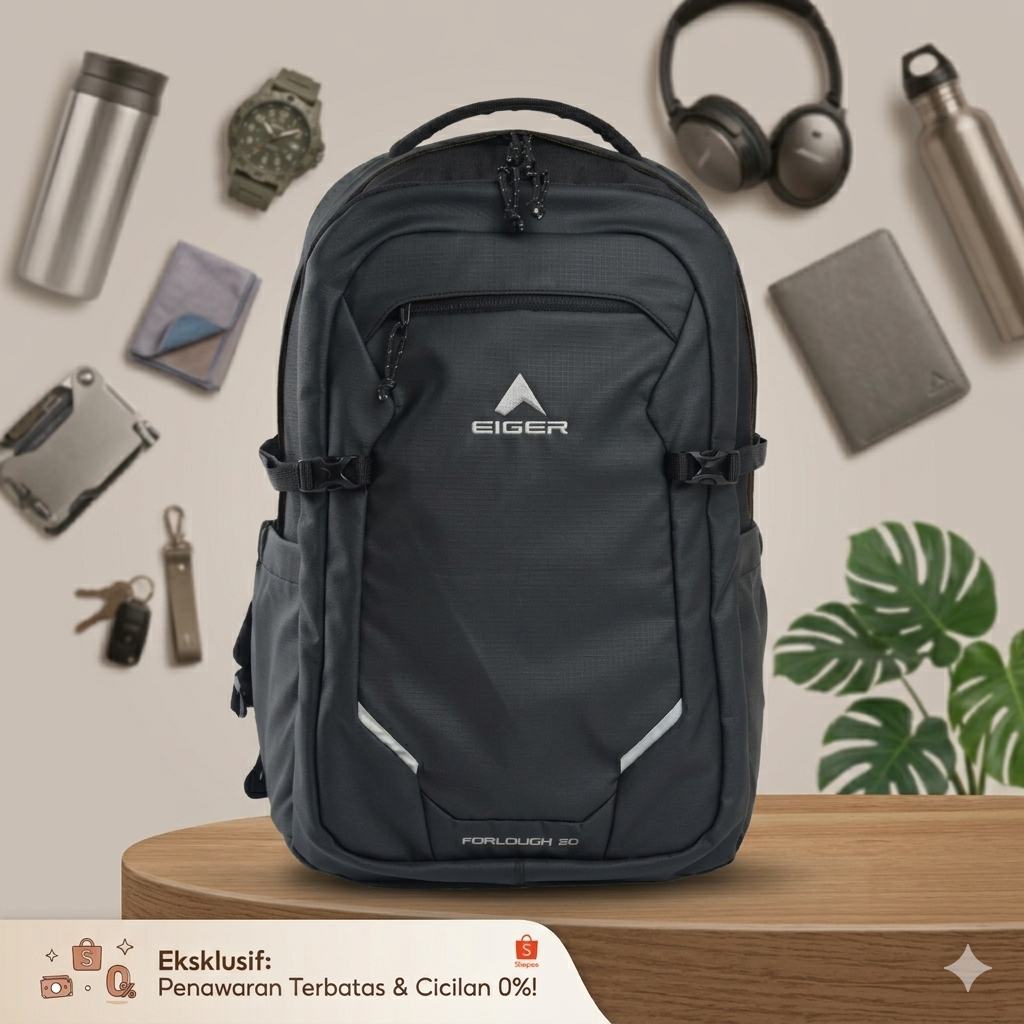 Promo Eiger Forlough 20L Tas Ransel Kuliah pria Waterproof Tas Ransel Laptop 14 inch Backpack Tas Ba