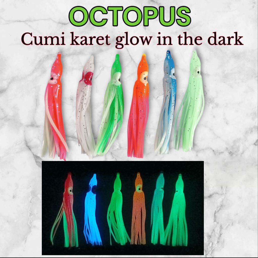 cumi karet/OCTOPUS glow in the dark size 7,5cm