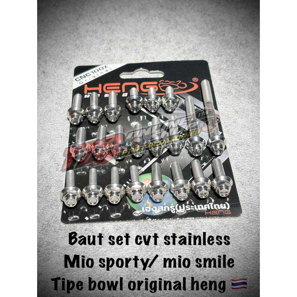 baut cvt stainless mio sporty, mio smile (1set) tipe bowl original heng