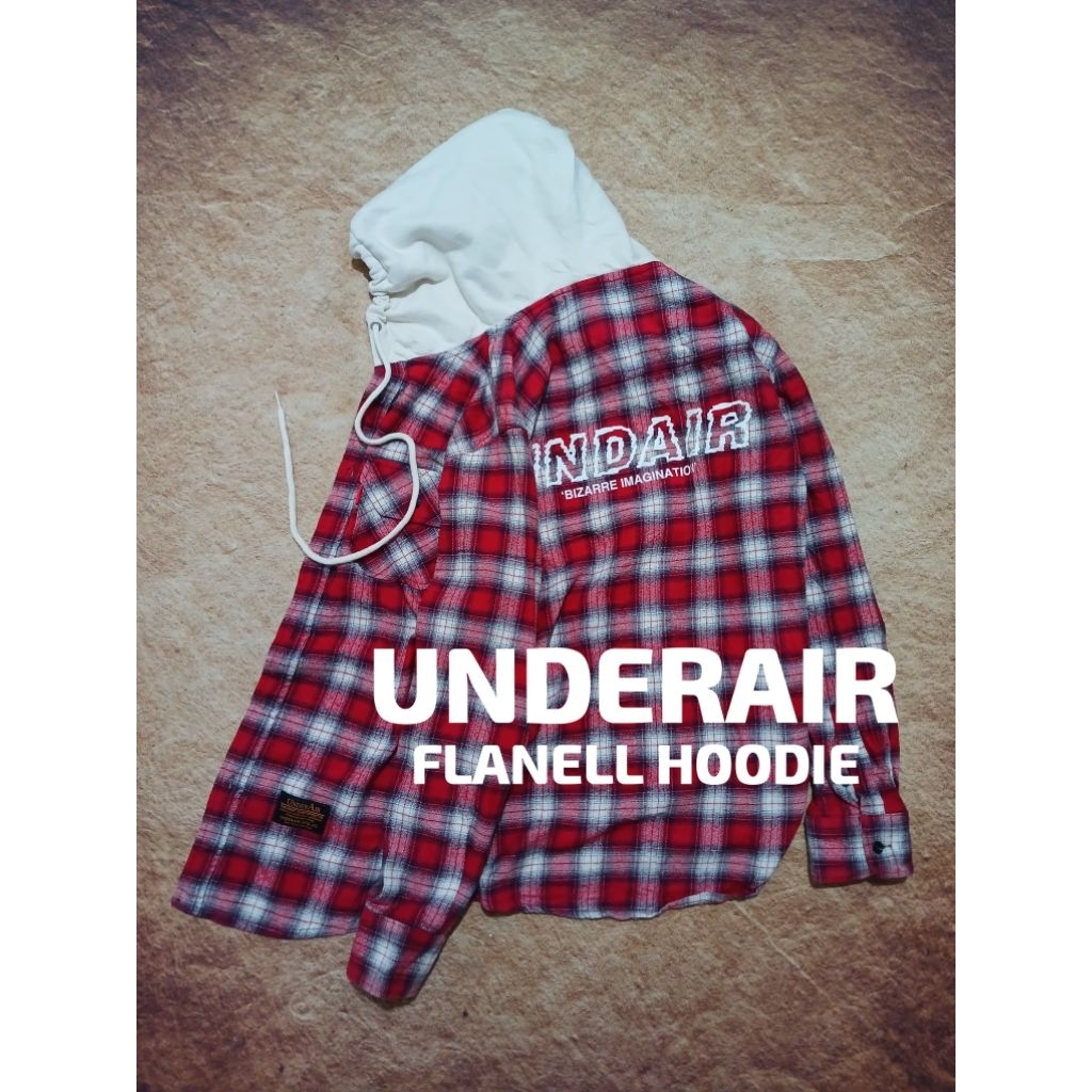Flanell hoodie keren UNDER AIR bekas pakai