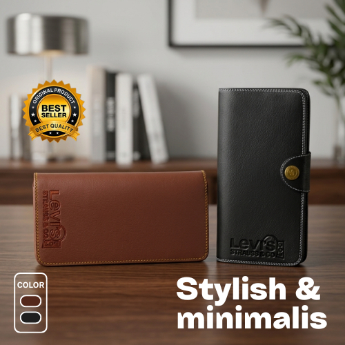 MS Collection G03-  Dompet Pria Lipat Panjang Levis Original Kulit Sintetis Premium Elegan Banyak Sl