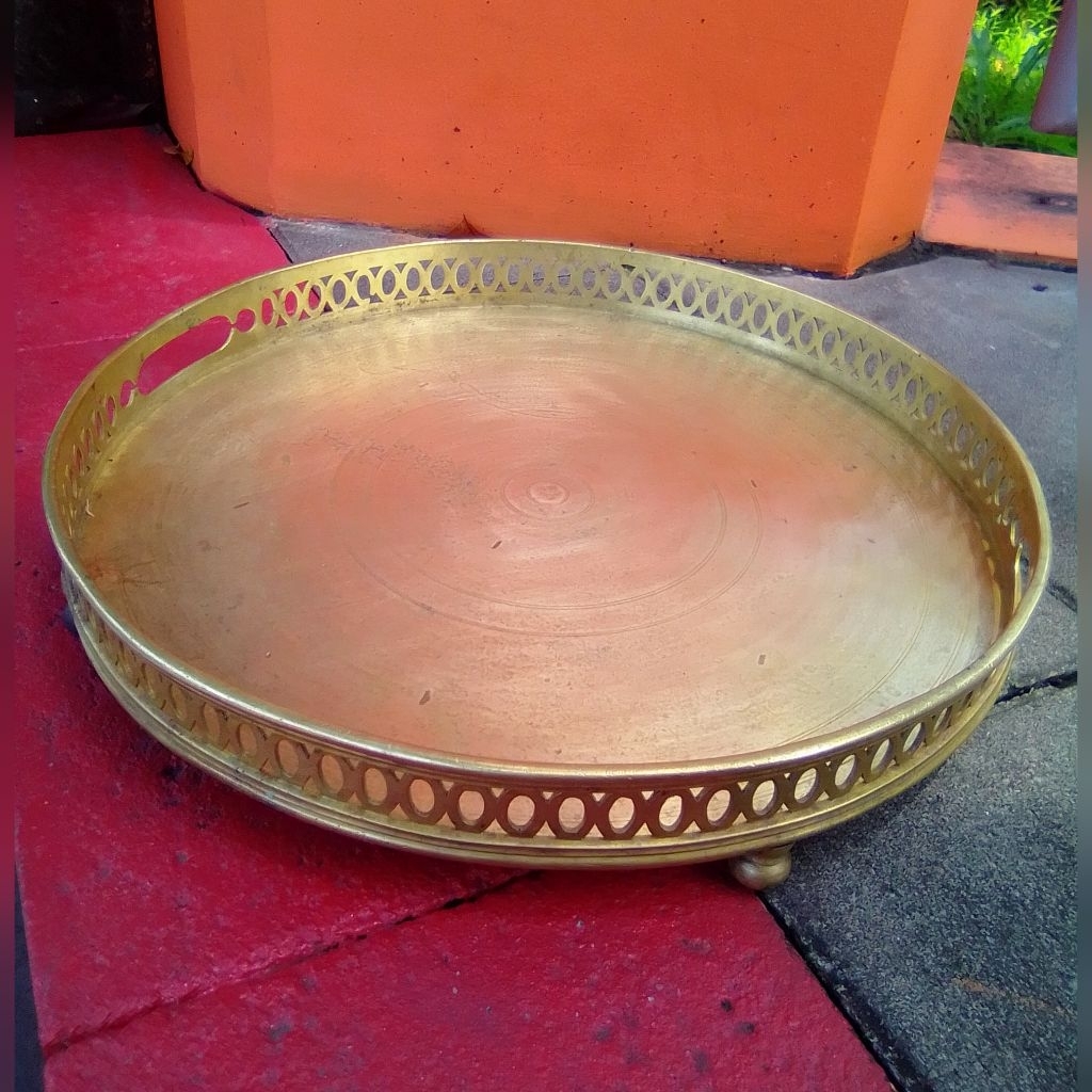 Baki Nampan Saji Talam Kuningan Antik Jumbo Preloved