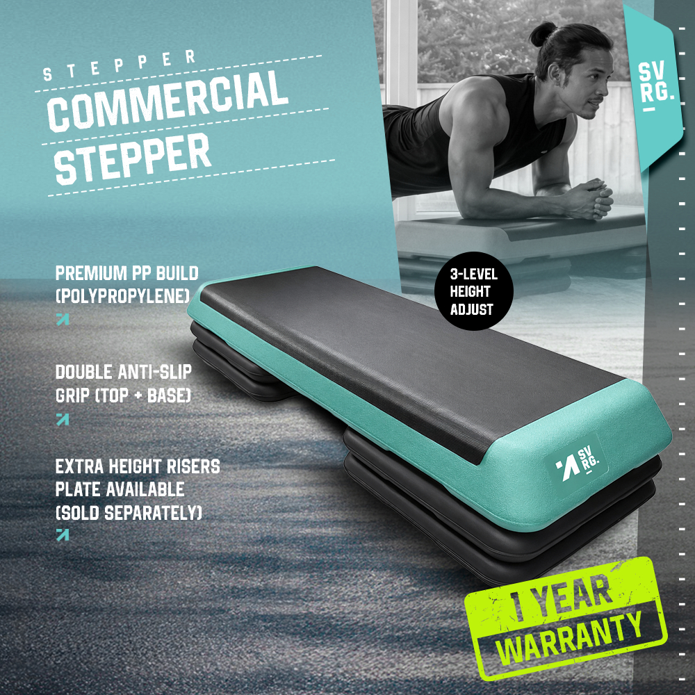 SVRG Adjustable Aerobic Stepper - Papan Senam Step Aerobik 60x30cm, Hitam/Biru/Merah