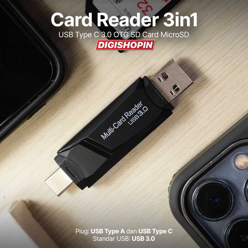 CARD READER - OTG Type C 3 in 1 USB 3.0 Hub Micro SD / USB3.0 SD Card Reader, 4 In 1 Micro SD/TF Car