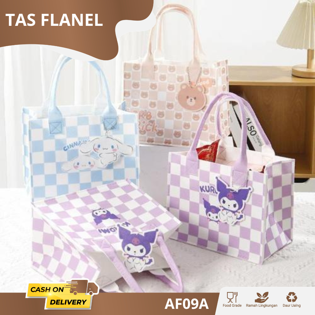 Tas Jinjing Wanita Motif Sanrio/Tas Jinjing anak/Tas Serbaguna Flanel Bag Lucu / Tas jinjing handbag