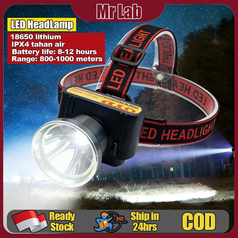 QYD Q522 Senter Kepala Cas Headlamp Sorot Recharge Super Terang LED Headlight Putih