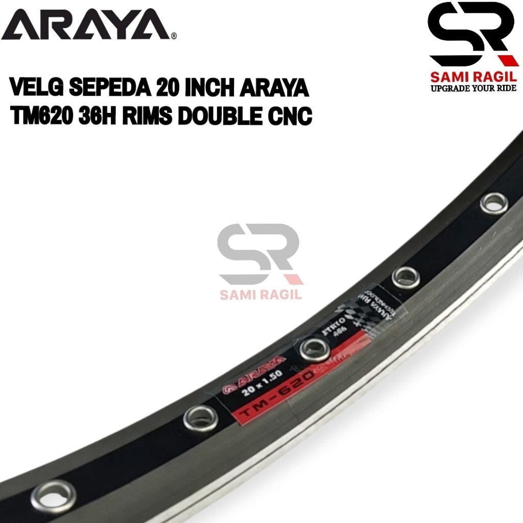 VELG SEPEDA 20 INCH ARAYA TM620 LUBANG 36 HOLE 36H RIM RIMS DOUBLE CNC SELI LIPAT MINION BMX FEDERAL