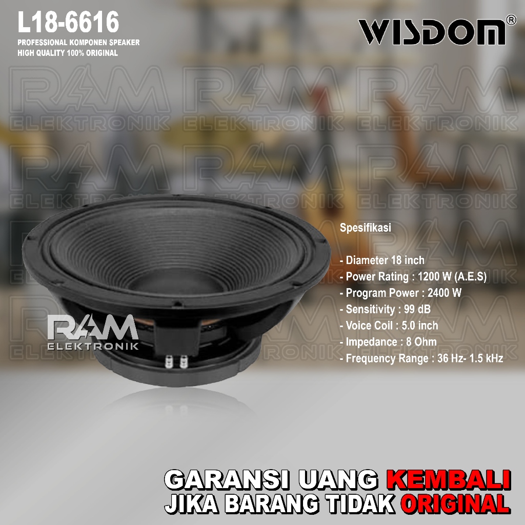 Komponen Speaker 18 Inch WISDOM L18-6616 / 18 6616 Coil 5 Original