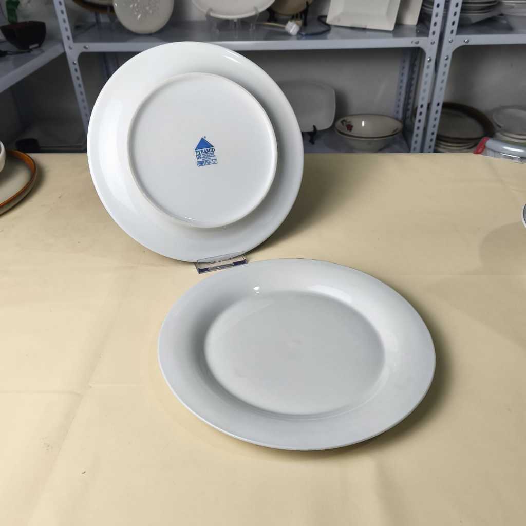 [DEFECT] Piring Keramik Porcelain Ceper Bulat Tebal Aestetik 10 inch Warna Putih Polos