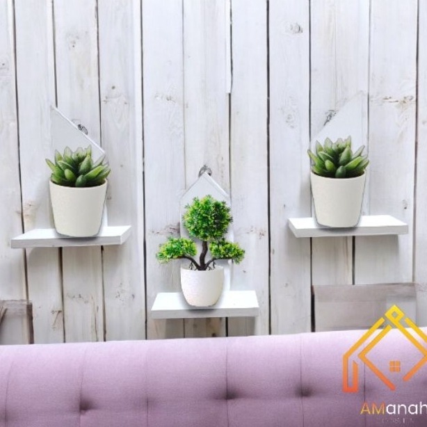 Set Isi 3 Pcs Rak Hias Dinding Shaby - Rak Bunga Mini Dekorasi Minimalis