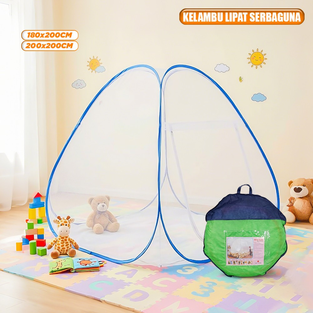 Mainan Tenda Anti Nyamuk Kelambu Tidur Lipat Bayi UK 180x200 / Kelambu Lipat Anti Nyamuk Anak dan De