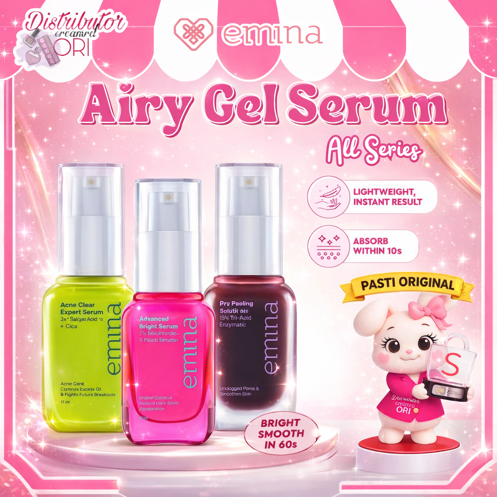 EMINA Airy Serum Gel -All Series -17ML -Acne Clear -Peeling Solution -Bright | Distributor Cream Ori