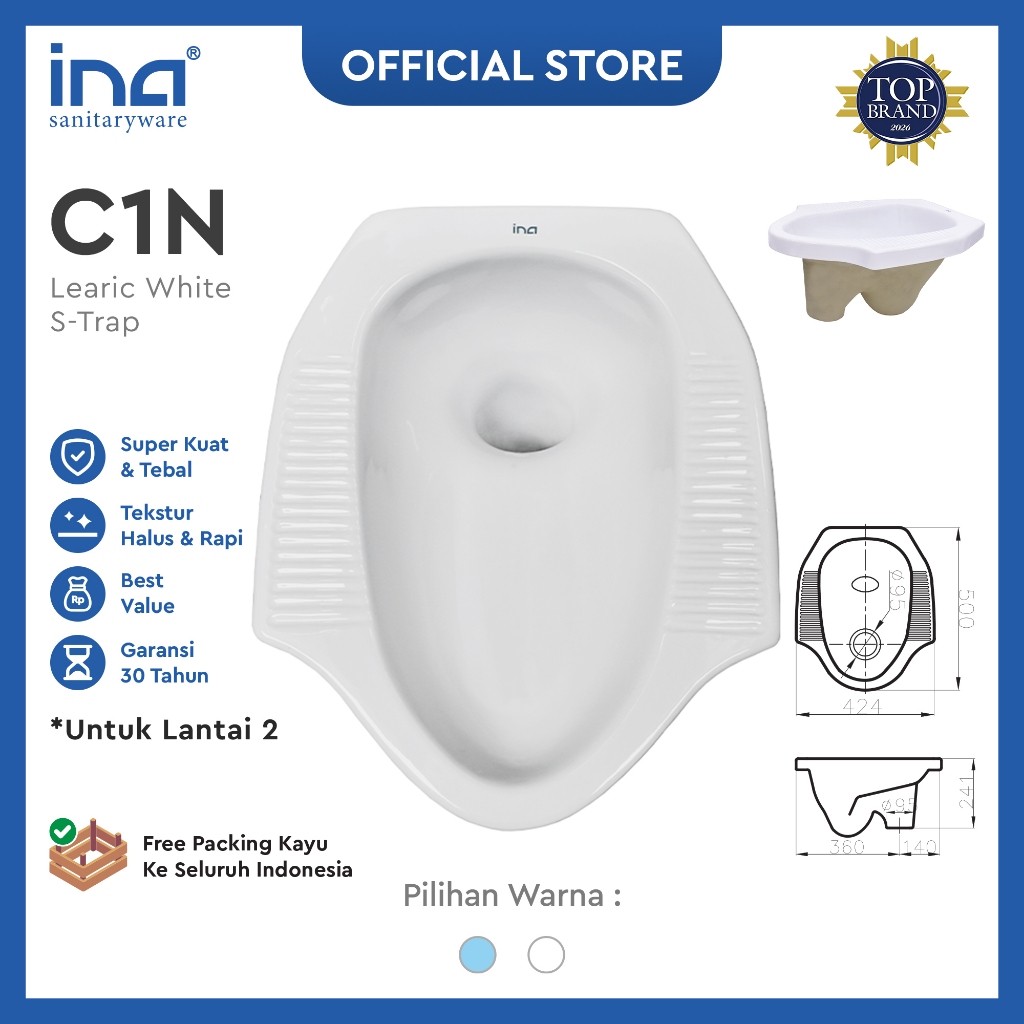 INA Closet Jongkok C1N | Closet Jongkok Corong | Closet Jongkok Leher Angsa | Closet Jongkok Lantai 