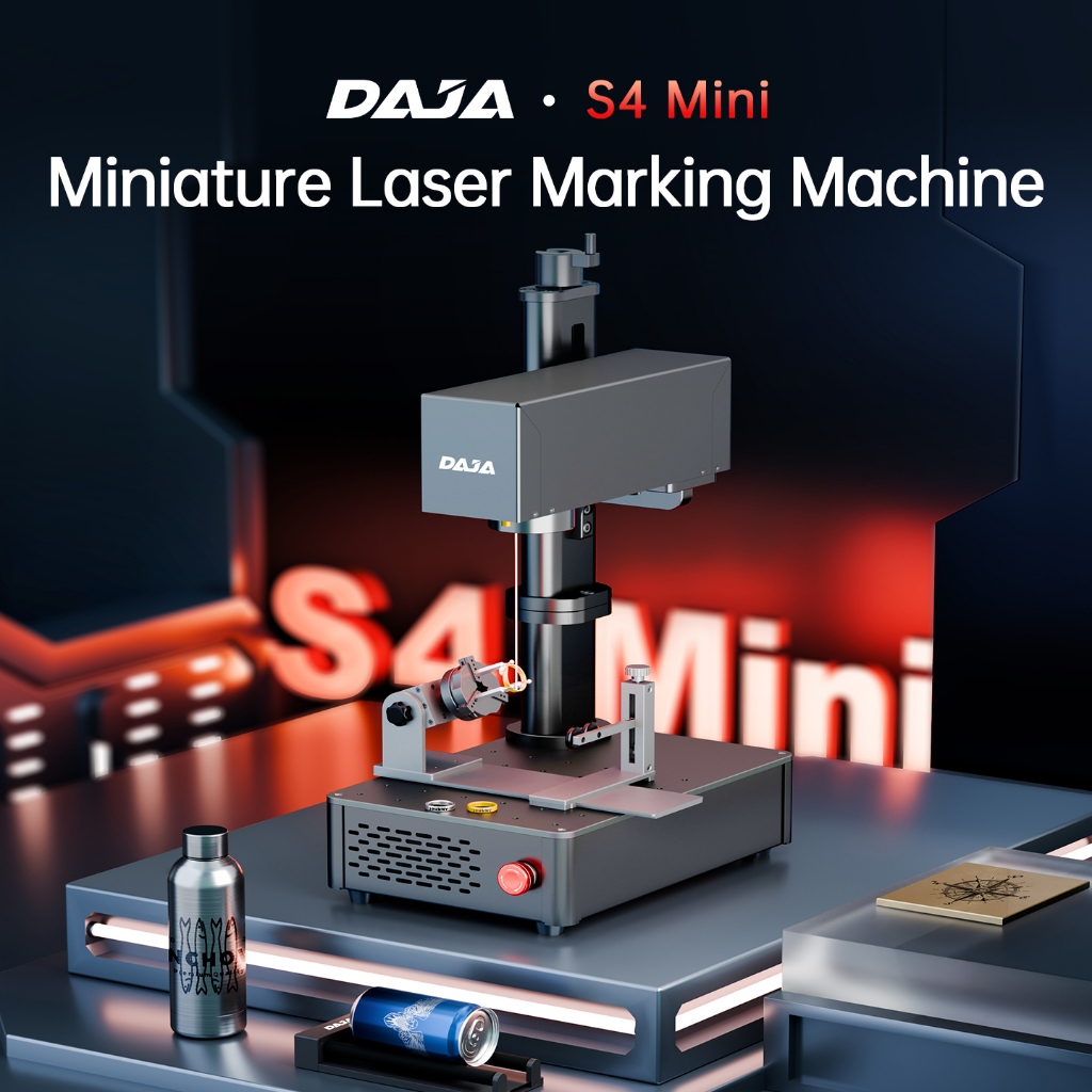 DAJA S4mini Mesin penandaan laser serat optik, mesin ukir portabel laser inframerah presisi tinggi, 
