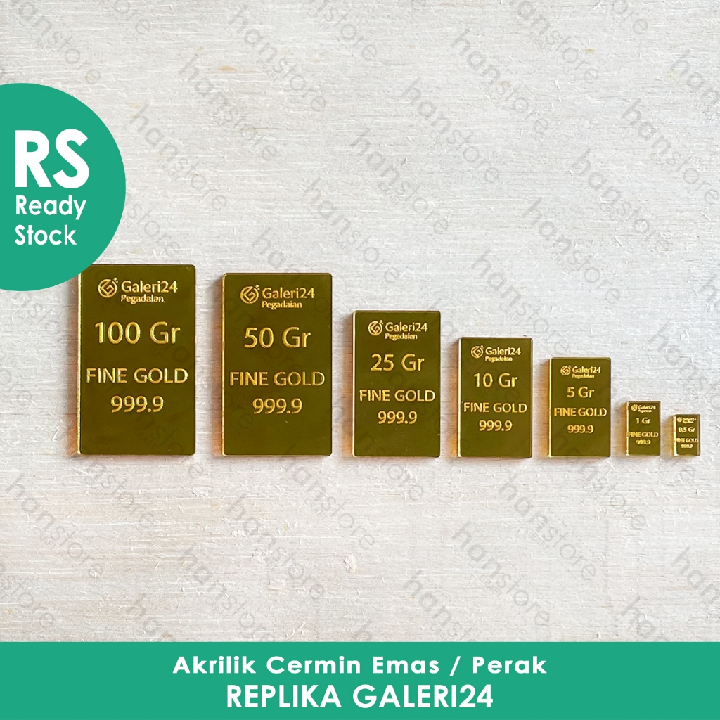 RS Replika GALERI24 PEGADAIAN 100 gr - 10 gr logam Mulia Emas untuk mahar / Dekorasi / Mahar / Seser