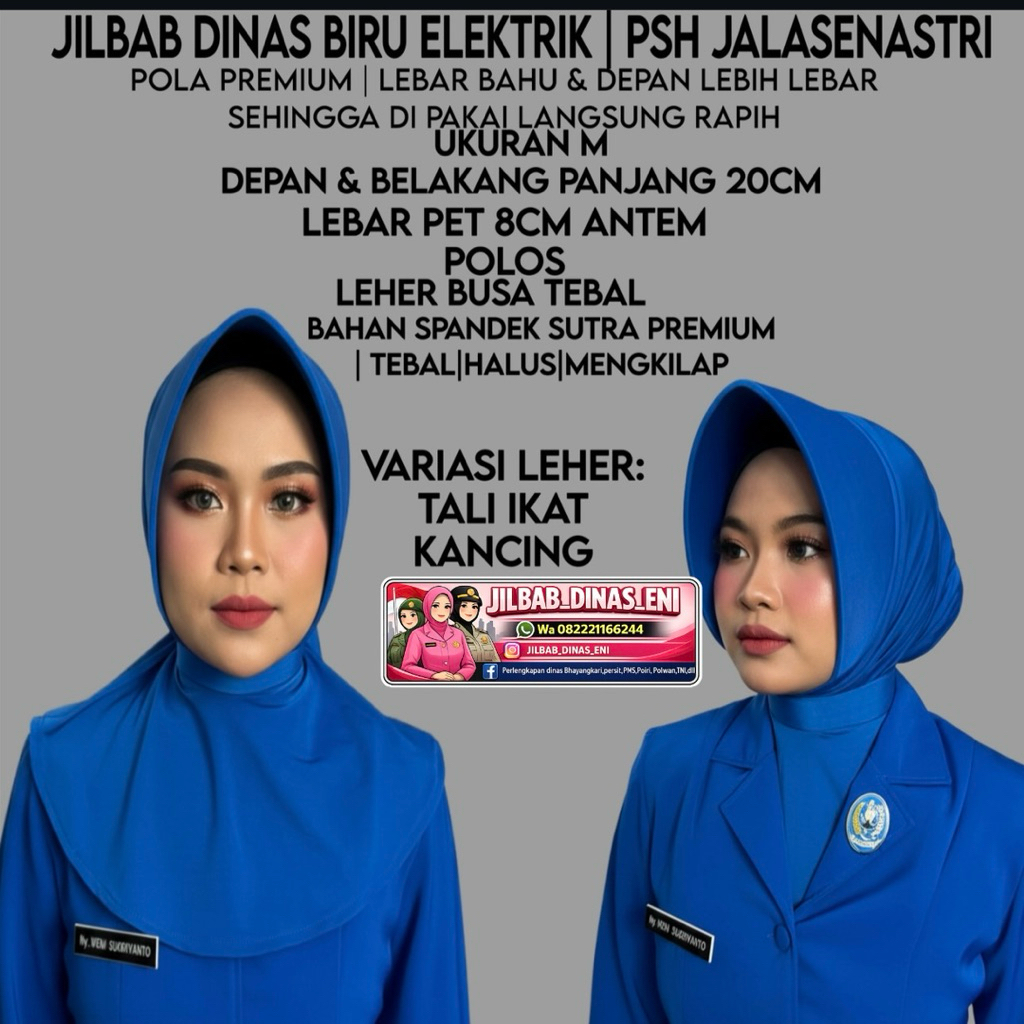 JILBAB DINAS BIRU ELEKTRIK PSH JALASENASTRI POLA PREMIUM