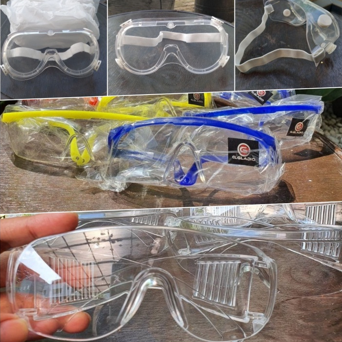 Kacamata Safety Google Goggles Glass Karet Bening Pelindung Wajah Mata Sport Olahraga Airsoft Masker