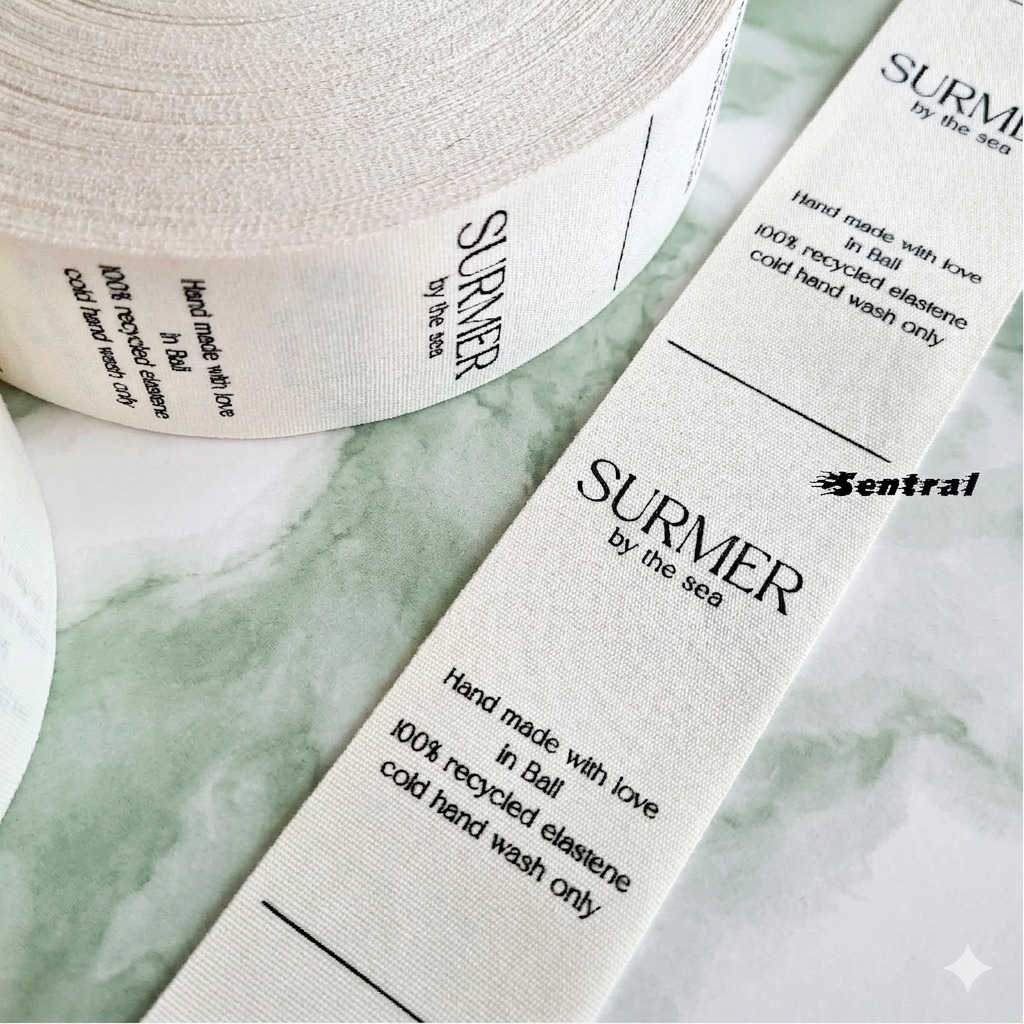 800 pcs Label Baju Katun Premium - Tahan Luntur, Desain Custom, Sablon Satu Sisi