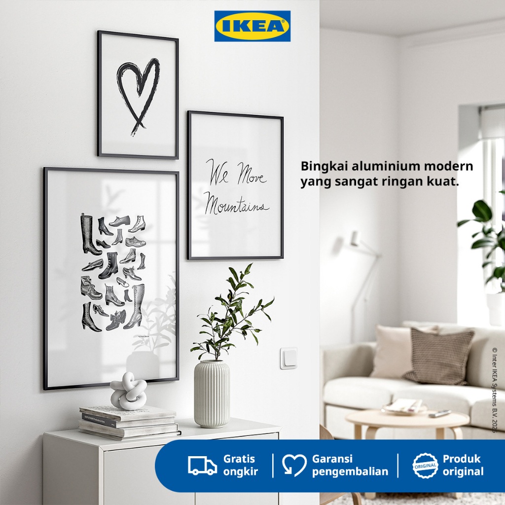 IKEA LOMVIKEN Bingkai Frame Foto Aesthetic Dekorasi Dinding Hitam