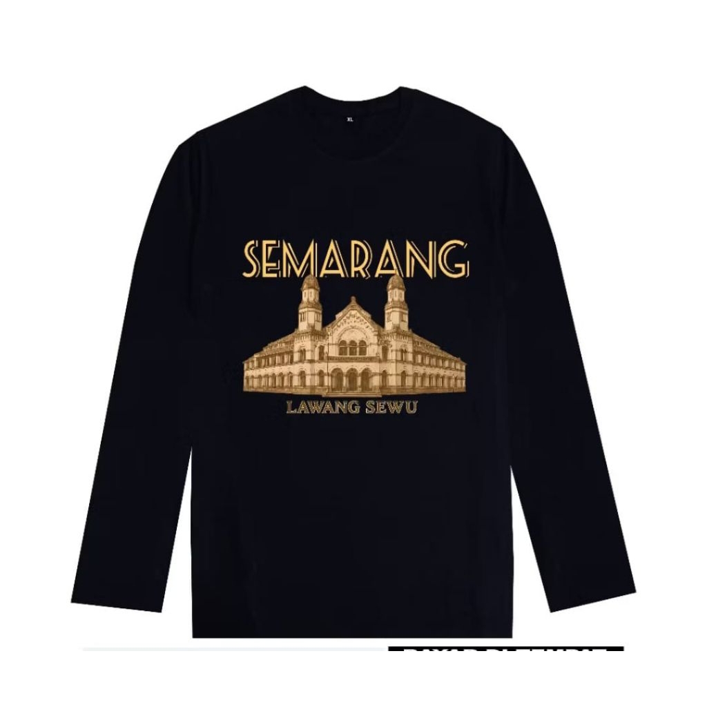 KAOS LENGAN PANJANG SEMARANG LAWANG SEWU MOTIF CREAM