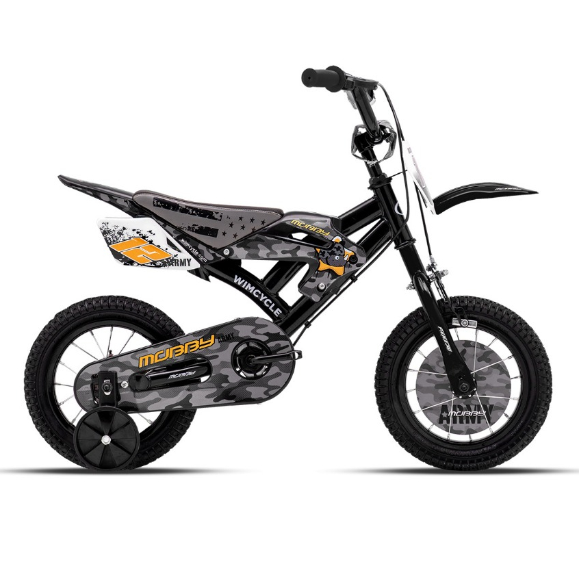 wimcycle mobby army 12 inch sepeda trail anak 2 - 3 tahun moto cross