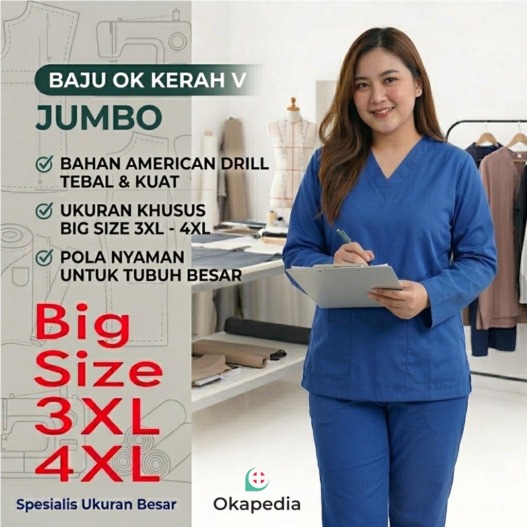 Baju oka lengan panjang Big size Jumbo American Drill