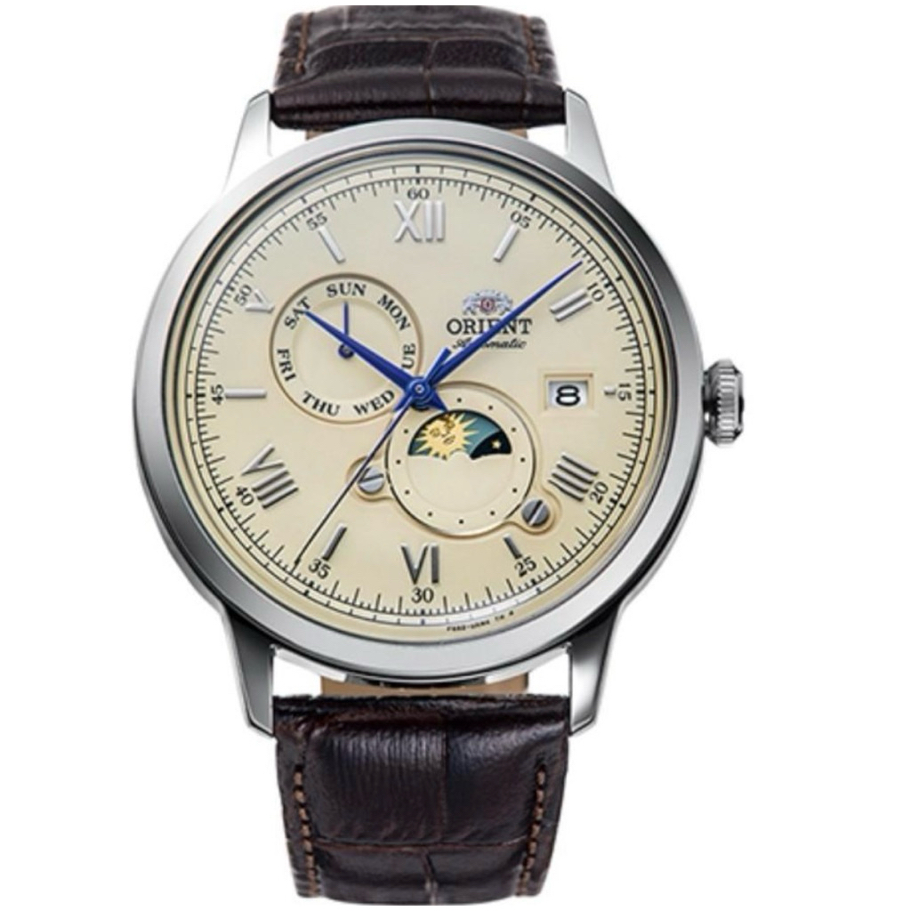 Orient Bambino RA-AK0803Y Sun and Moon Mechanical Classic Beige Dial