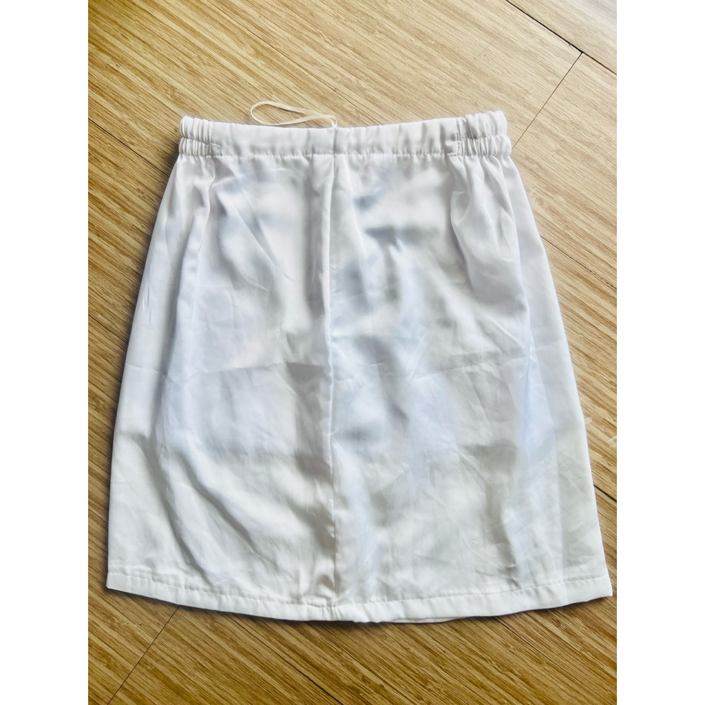Rok White Mini Skirt Satin Silk