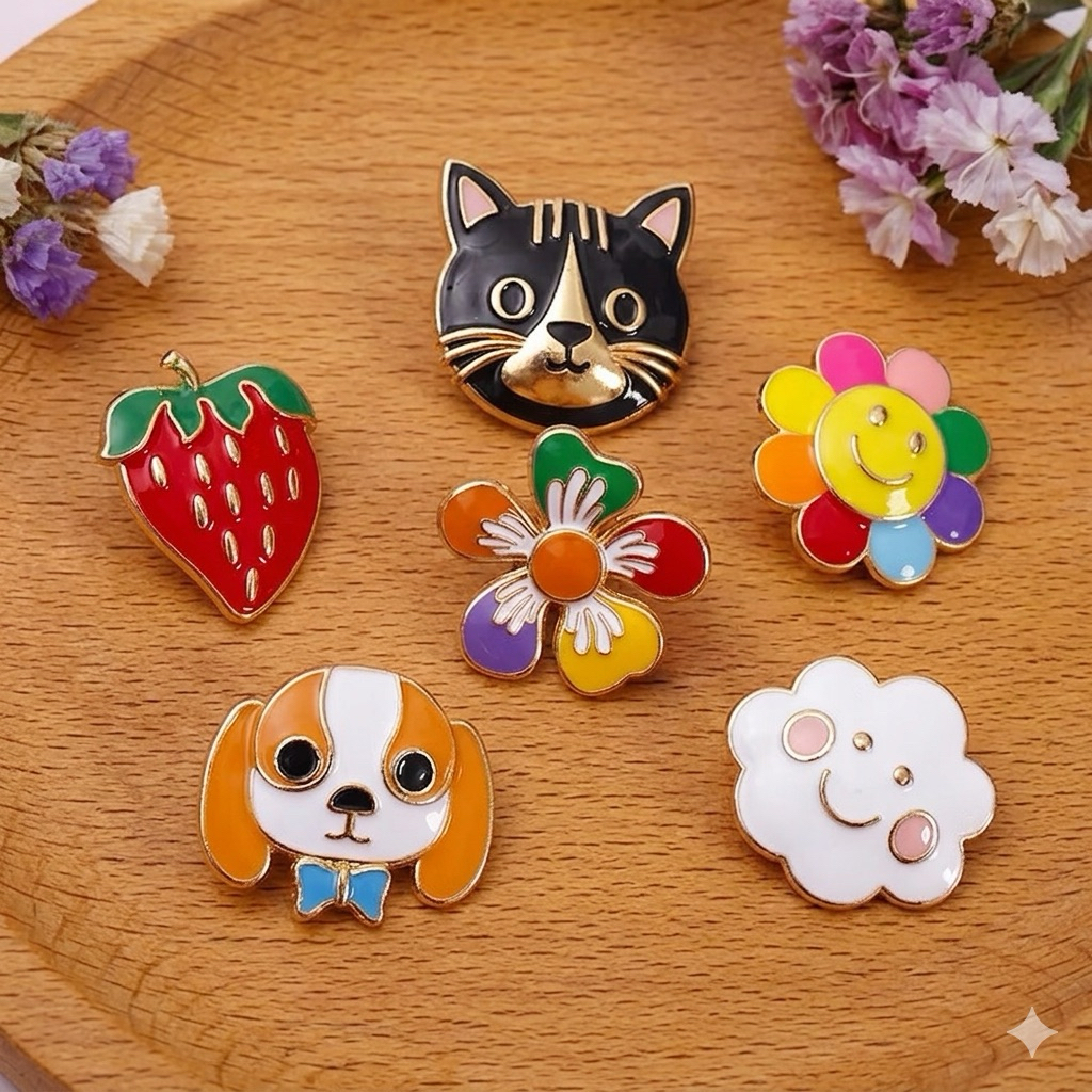 Pin Enamel Lucu Karakter Kartun - Bros Hijab Pin Kerah Baju Tas Canvas Aesthetic - Koleksi Hewan Bun