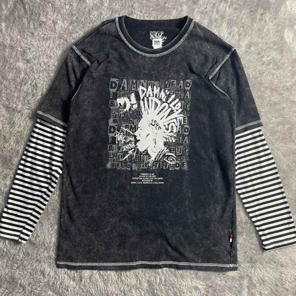 WELLBORN X DAMN - Black Washed Double Sleeve Unisex