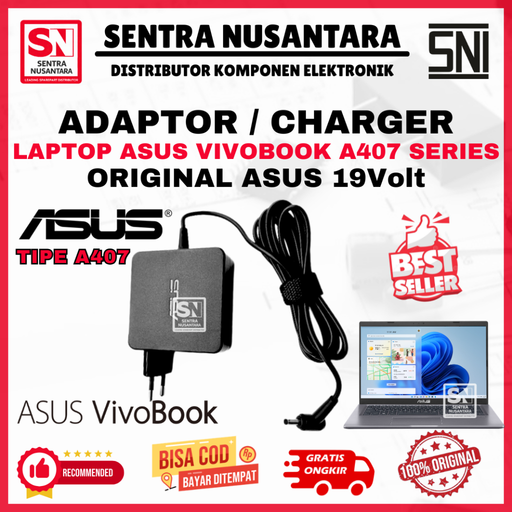 Adaptor Charger Laptop ASUS Vivobook A407 Series | Adaptor Laptop ASUS Vivobook A407 Series Kualitas