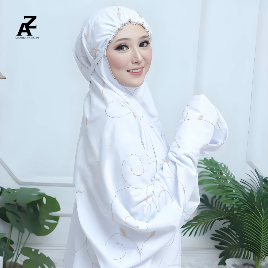 Azzahra - Mukena Dewasa Terusan Premium Jumbo Elegan Bordir Gracella Mewah Nyaman Lembu