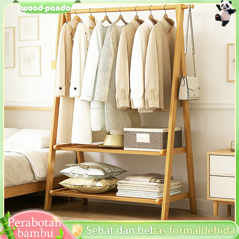 Rak Gantungan Rak Gantungan Baju Berdiri Stand Hanger Kayu Berdiri Gantungan Baju