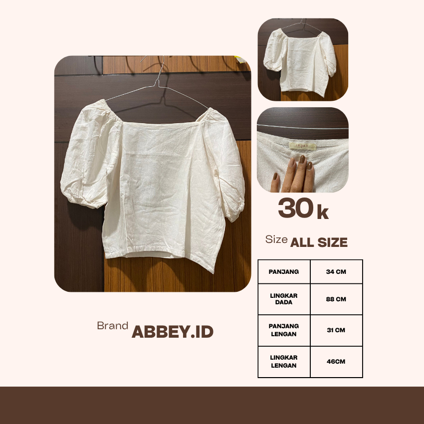 Blouse Putih Wanita Lengan Pendek (abbey.id)/ Atasan Putih Wanita Lengan Pendek (abbey.id)