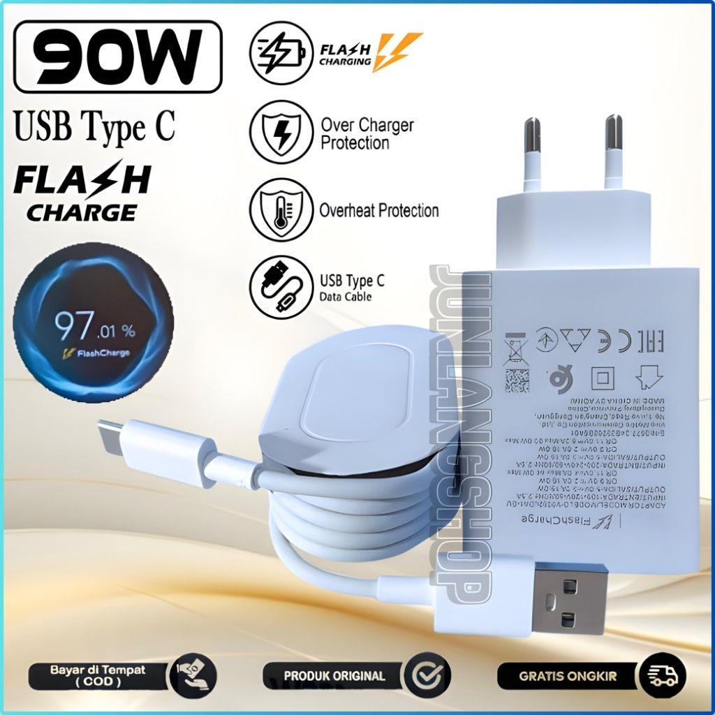 Charger Casan Vivo 90 Watt Original Vivo V60 V50 X200 5G S20 Ori 90W Flash Charge Fast Charging Type