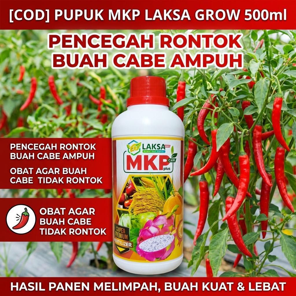 [COD] Pupuk MKP LAKSA GROW 500ml Pupuk Pencegah Rontok Buah Cabe Cabai Ampuh - Obat Pencegah Rontok 