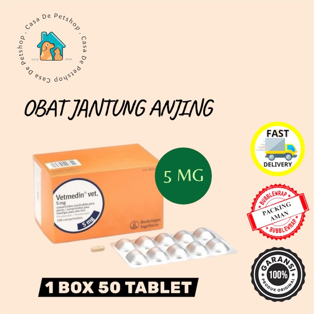 Vetmedin 5mg Obat Jantung Anjing - 1 Box 50 Tablet