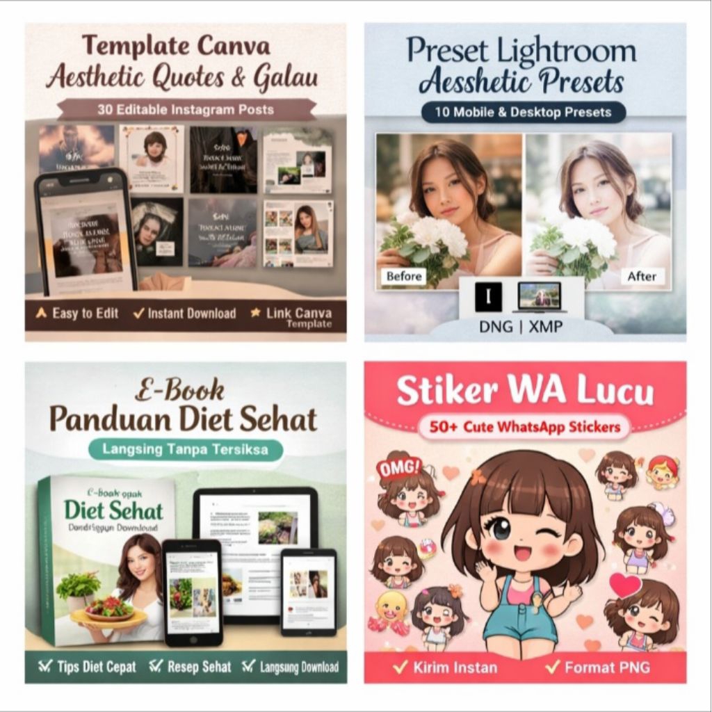 Template Canva Aesthetic Quotes IG | 30 Feed Instagram Siap Pakai