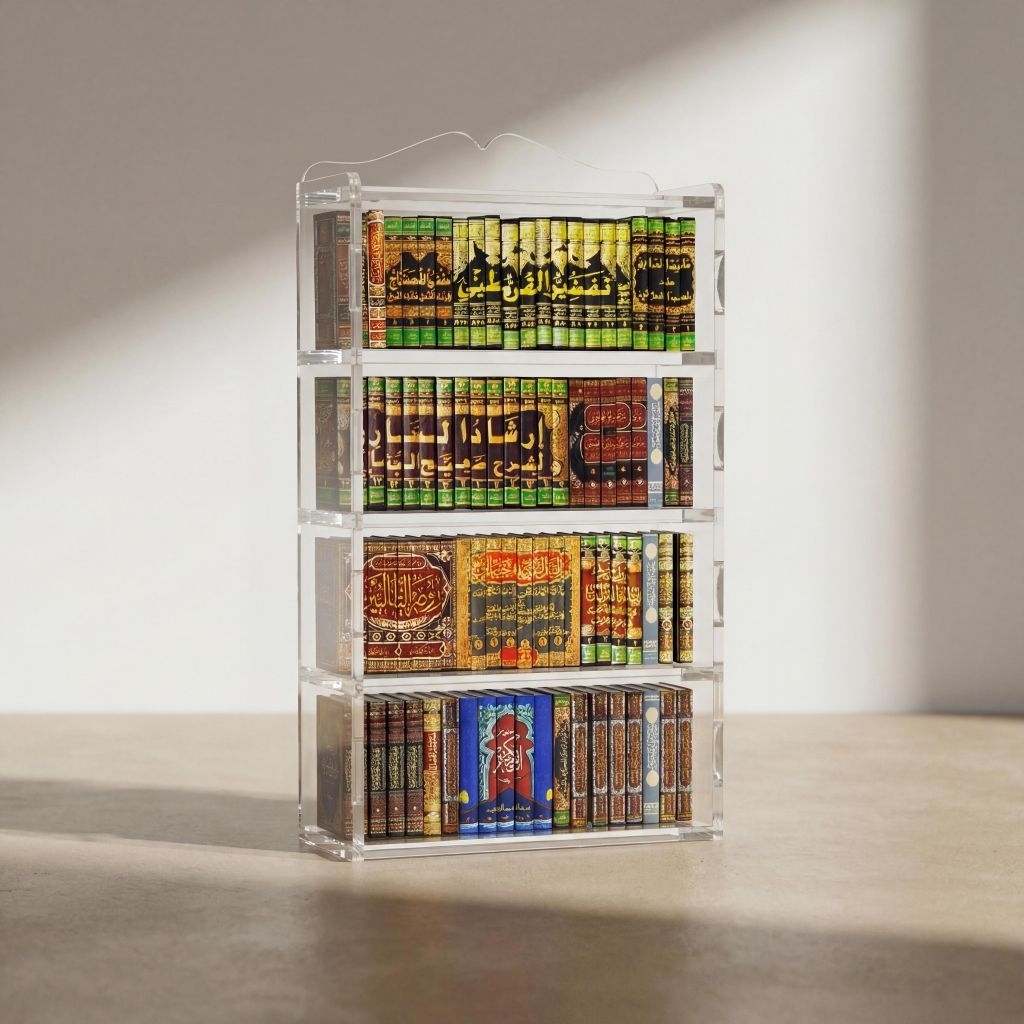 Miniatur Kitab Islami + Rak Akrilik (1 Paket) | Koleksi Kitab Mini Lengkap & Elegan