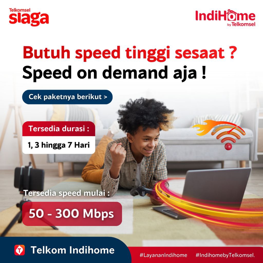 Speed On Demand Indihome | 50 - 300 Mbps | 1 - 7 Hari | Unlimited Tanpa Fup | Sod Indihome | Sod wif