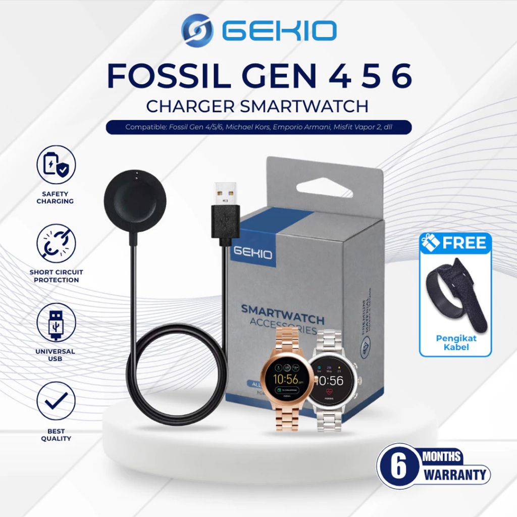 GEKIO Kabel Charger for Smartwatch Fossil Gen 4 5 6 Q 5E Sport Kate Spade Michael Kors MK Emporio Ar