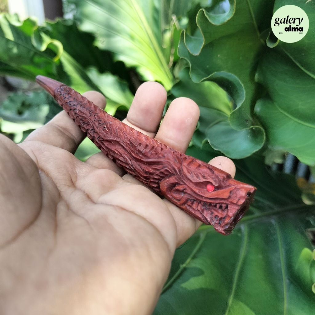 GALERY_ALMA | UKIR NAGA pipa once / once cangklong kayu nagasari kayu nogosari
