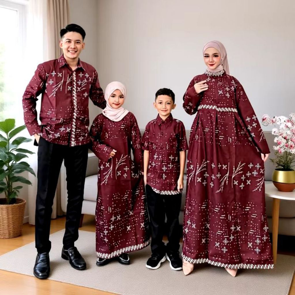 BAJU SERAGAM BATIK COUPLE GAMIS PASANGAN SARIMBIT KELUARGA CUSTOM ANAK BALITA REMAJA CEWEK COWOK / A