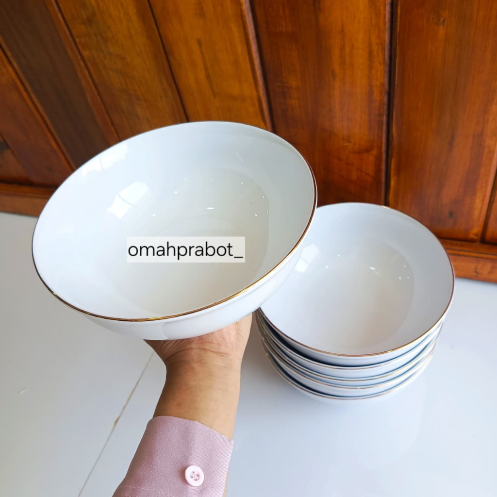 Omah Prabot - 1 Pcs Mangkok Sayur Mangkuk Saji Ukuran Besar Mangkok Sup Mangkok Keramik Besar 20 cm