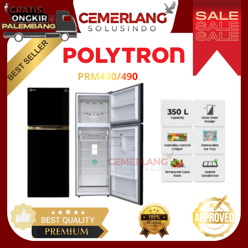 Kulkas Polytron 2 Pintu PRM430X / PRM491X / PRM490X Big Liter Kulkas 2 Pintu Polytron Inverter