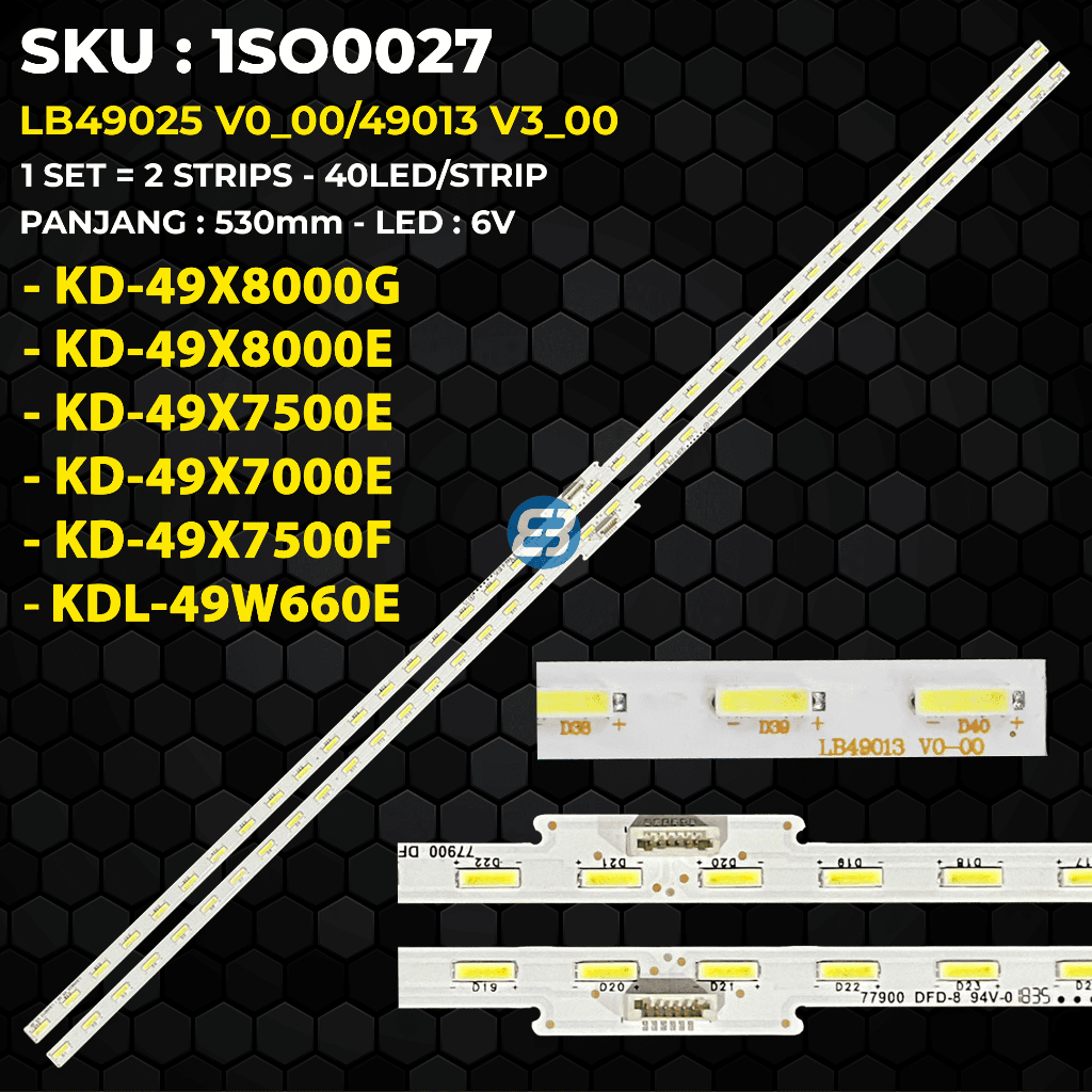 Backlight TV SONY 49 Inch KDL-49W660E 49KD-49X8000E 49X8000G 49X7500E 49X7500F 49X7000E LB49025 V0_0