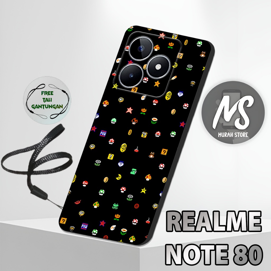 MS40 / Softcase Karet  REALME NOTE 80 + TALI GANTUNGAN HP / Motif Grafity / Case Hp REALME NOTE 80 /