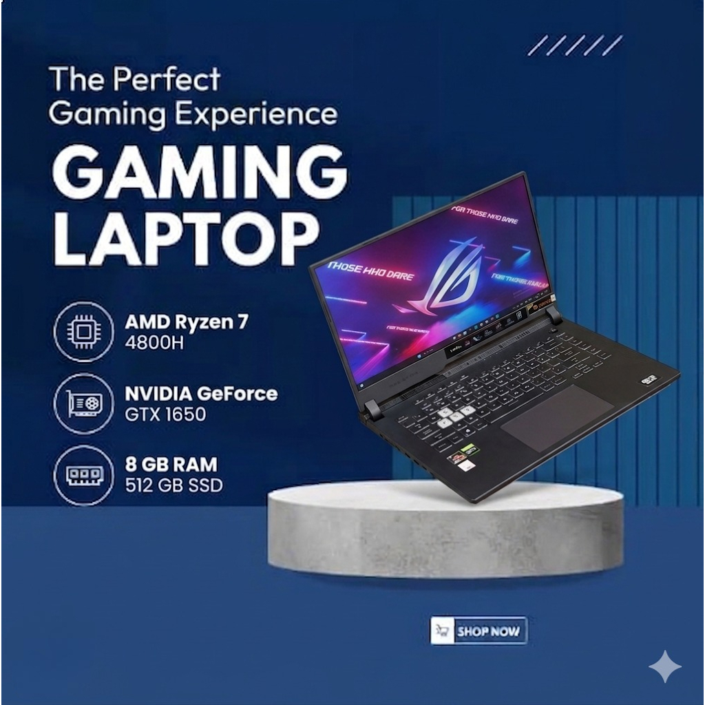 Laptop Asus ROG G513IH NVIDIA GeForce GTX 1650 AMD Ryzen 7 4800H Ram 8GB SSD 512GB
