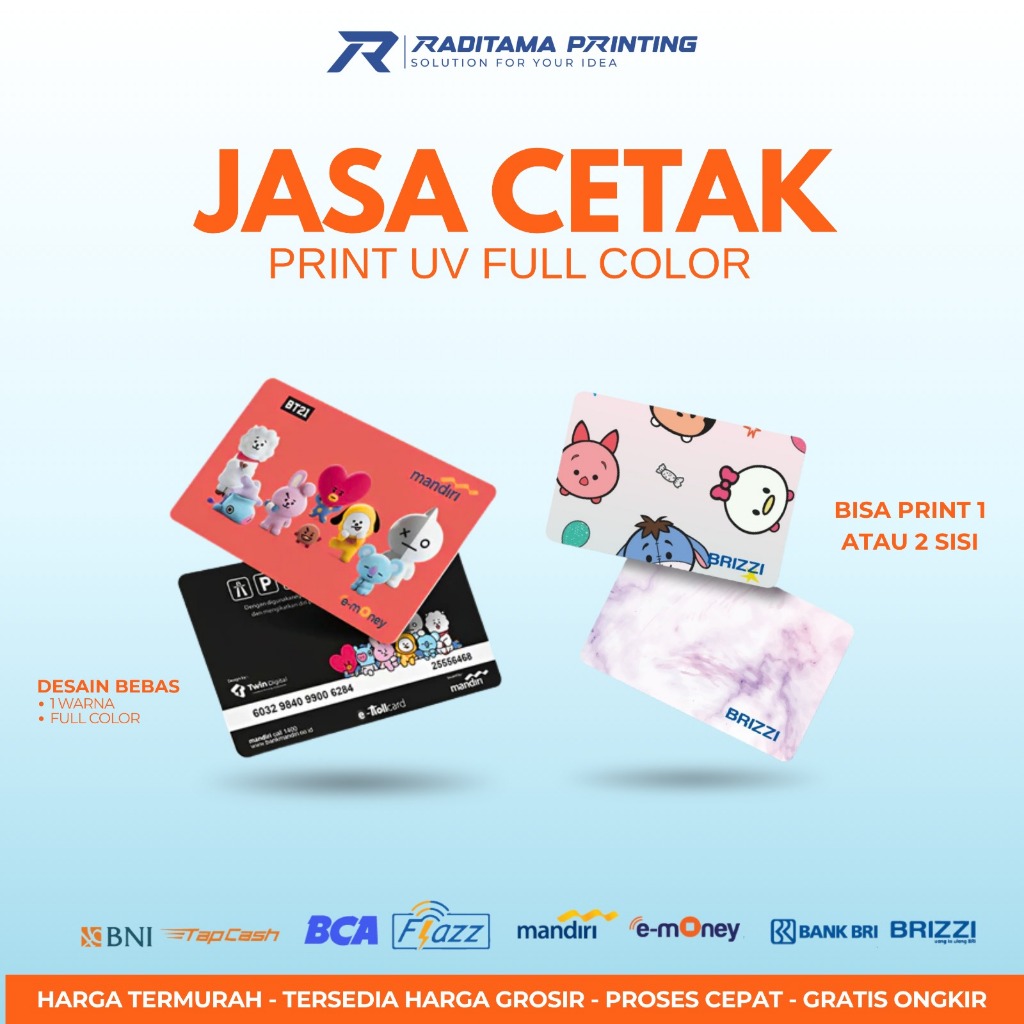 CUSTOM JASA CETAK FLAZZ BCA UV PRINT KARTU ELEKTRONIK FLAZZ BCA GEN 2